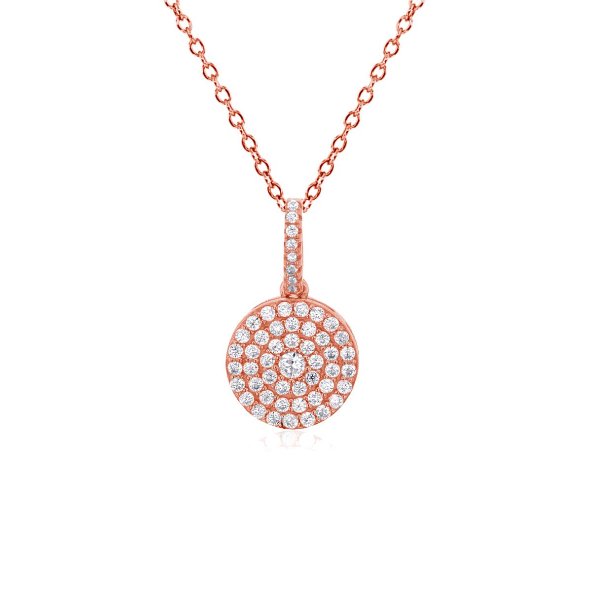 Sterling Silver Rose Round CZ Circle Dangling 18" Necklace