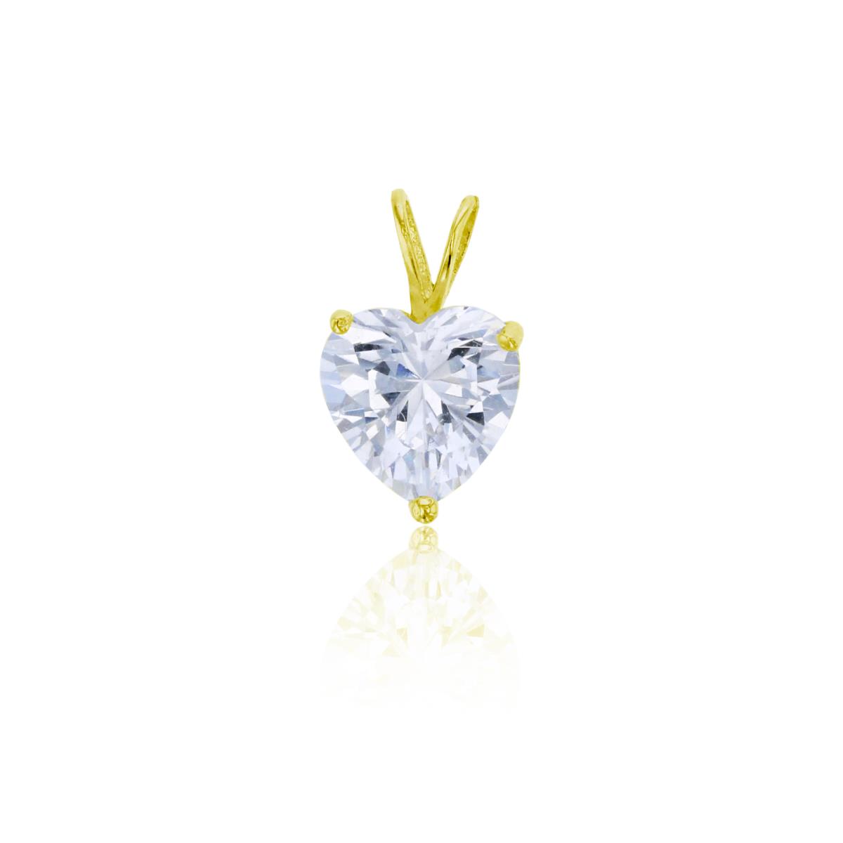 Sterling Silver Yellow 8mm AAA Heart Cut Solitaire Double Bail Pendant
