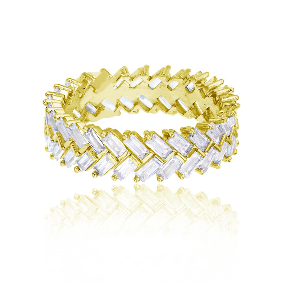 Sterling Silver Yellow Baguette cut Eternity Band Ring