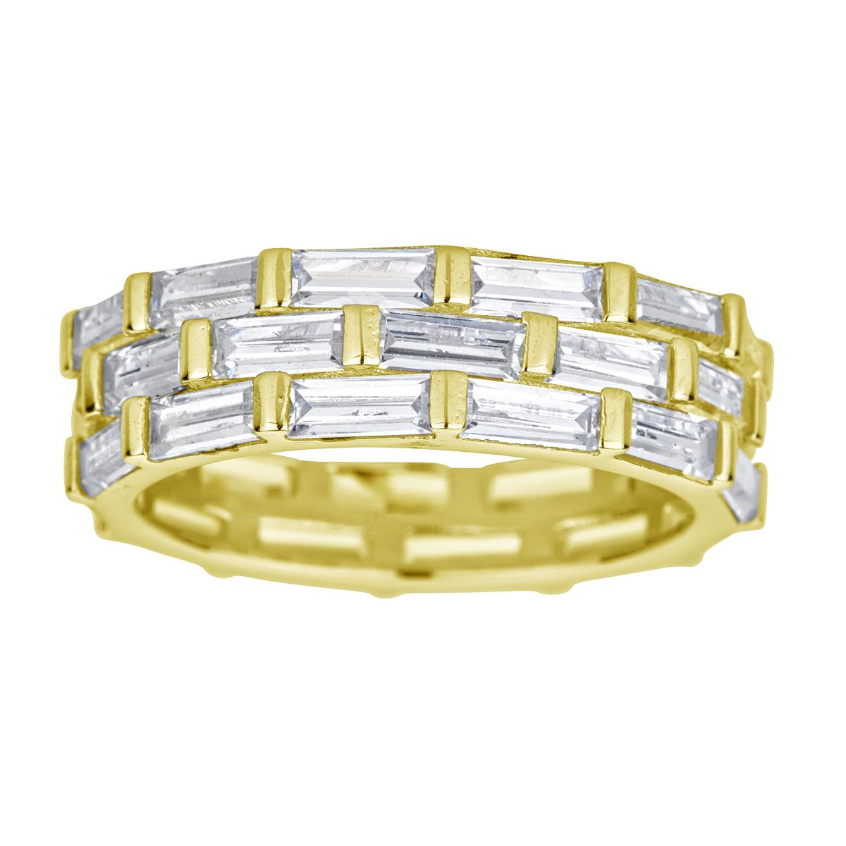 Sterling Silver Yellow Baguette Cut Eternity Ring