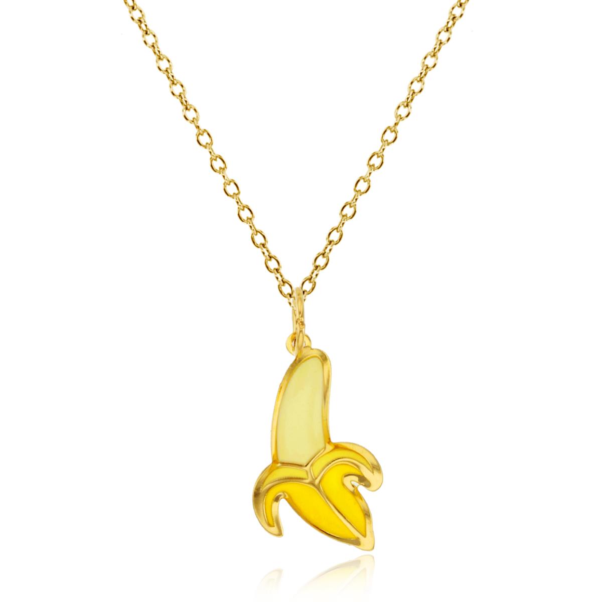 14K Yellow Gold Enamel 23x11mm Banana 18" 020 Rollo Chain Necklace