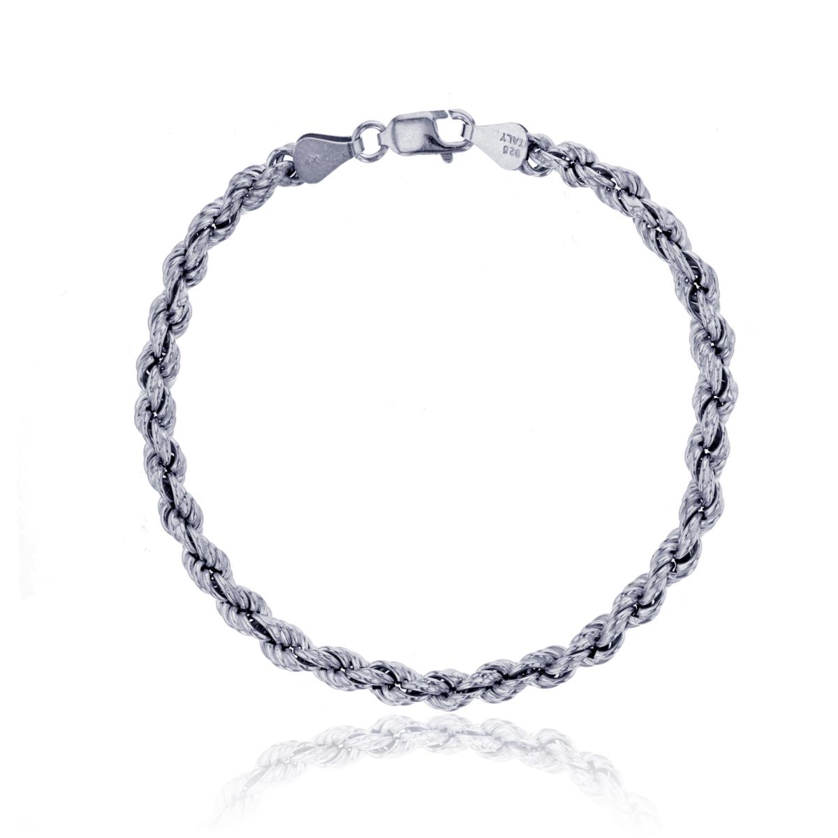 Sterling Silver Silver Plated Anti Tarnish 4.20mm 7.25" Hollow Rope Bracelet