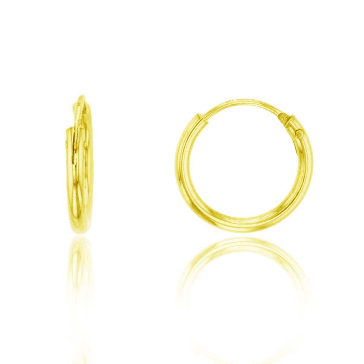Sterling Silver Yellow 1-Micron 12x1.50mm Polished Endless Hoop Earring