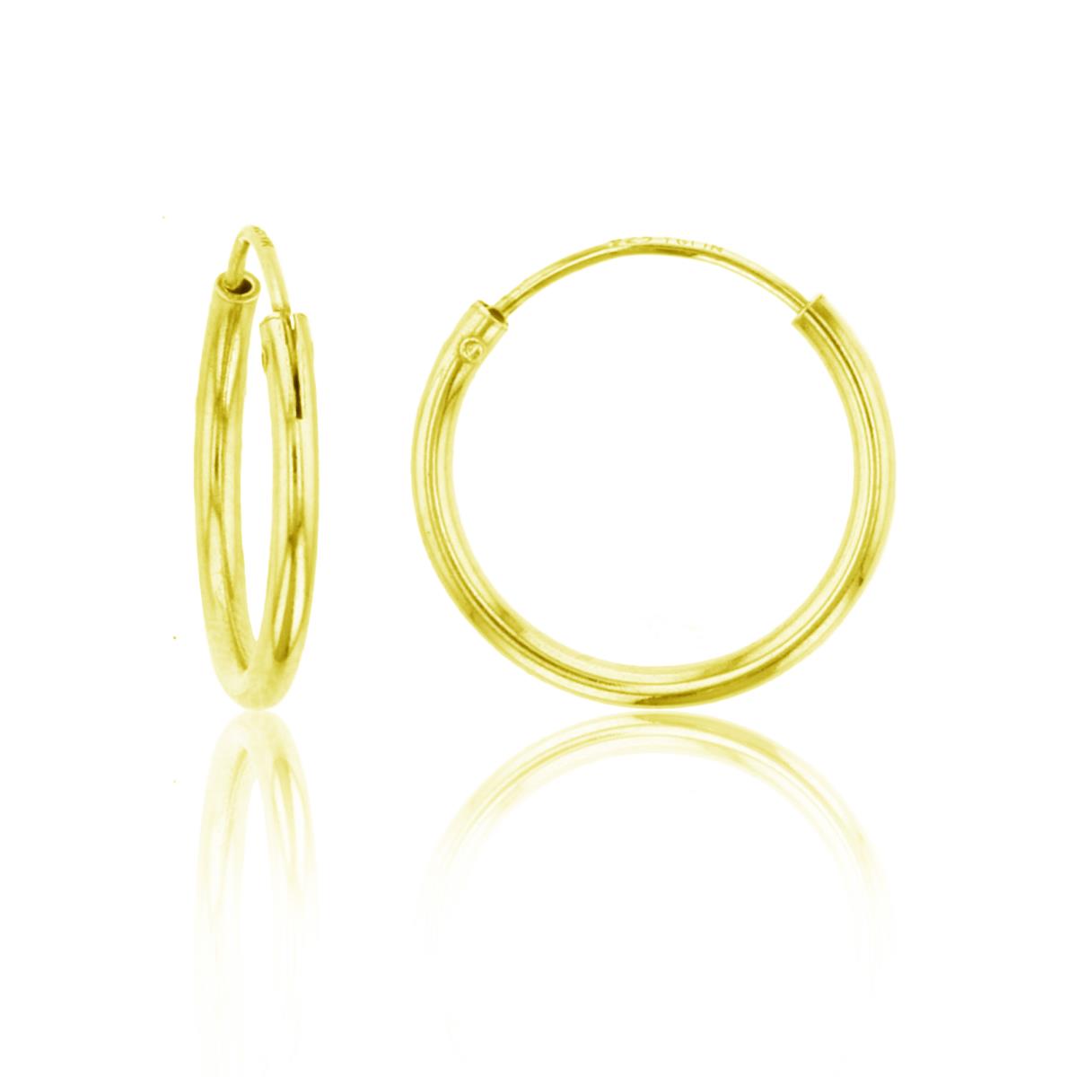 Sterling Silver Yellow 1-Micron 15x1.50mm Polished Endless Hoop Earring