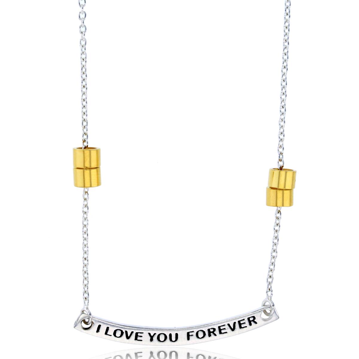 Sterling Silver Yellow & White "I Love You Forever" 18" Necklace
