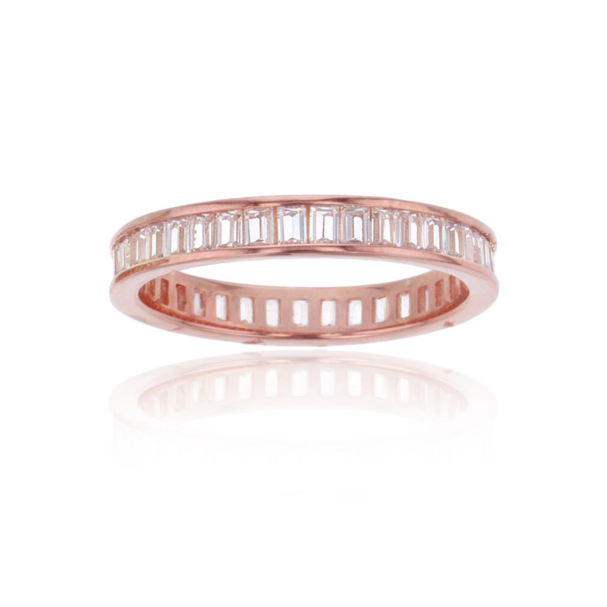 Sterling Silver 1Micron Rose Gold SB White CZ Channel Row Band 