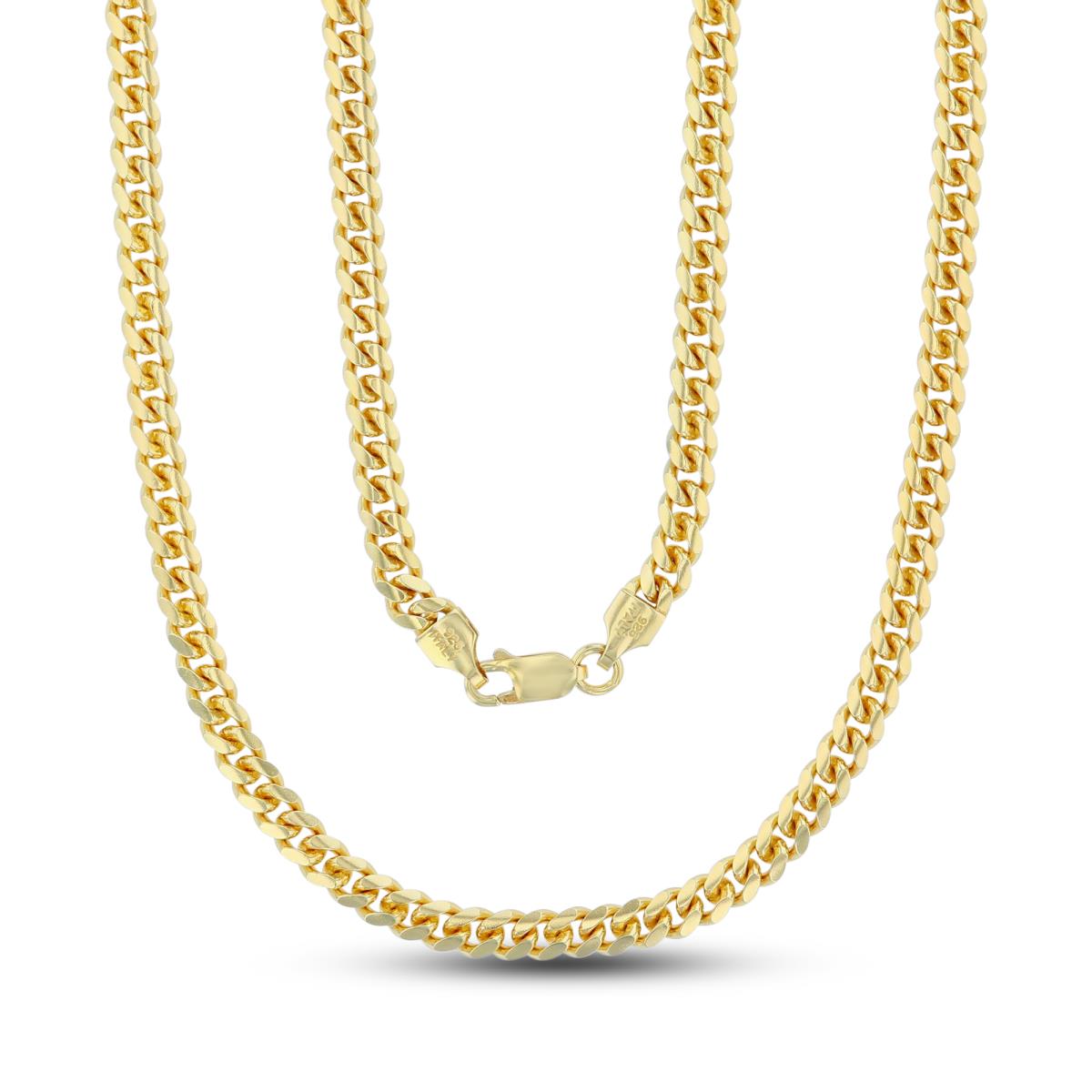 Sterling Silver Yellow  4.80mm 20" 150 Solid Cuban Chain