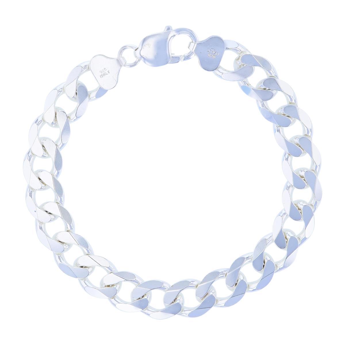 Sterling Silver E-Coated 10.80mm 8.5" 280 Curb Chain Bracelet
