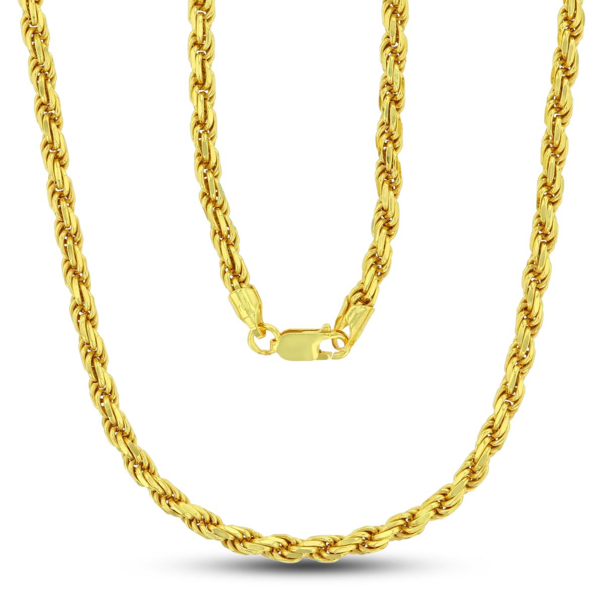 Sterling Silver Yellow 5.00mm 100 Gauge 24" DC 8 Side Rope Chain