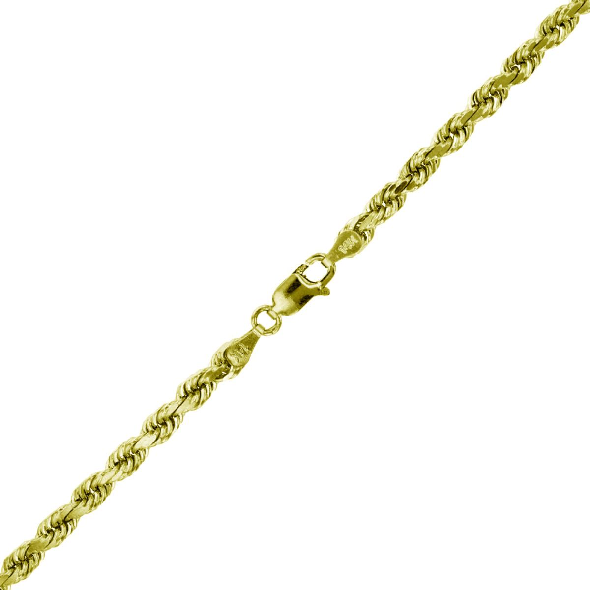 Sterling Silver Yellow 5.70mm 120 24" DC 8 Side Rope Chain