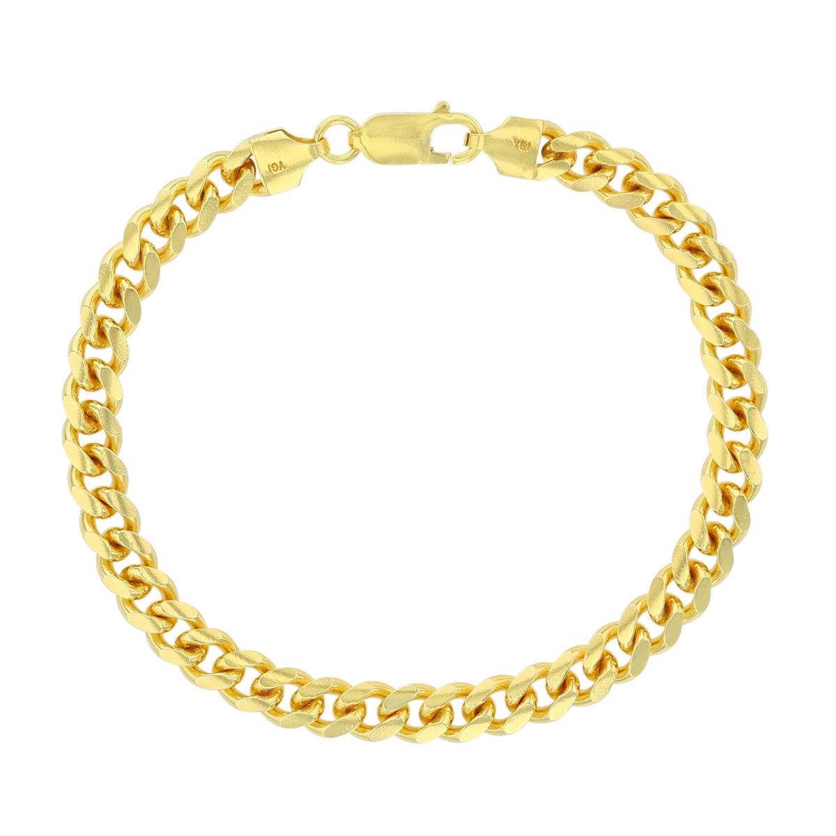 Sterling Silver Yellow 6.6mm 8" 180 Solid Cuban Chain Bracelet