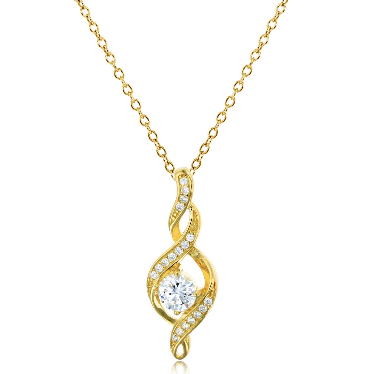 Sterling Silver Yellow 6mm Rnd CZ Cluster Twist 18"Necklace
