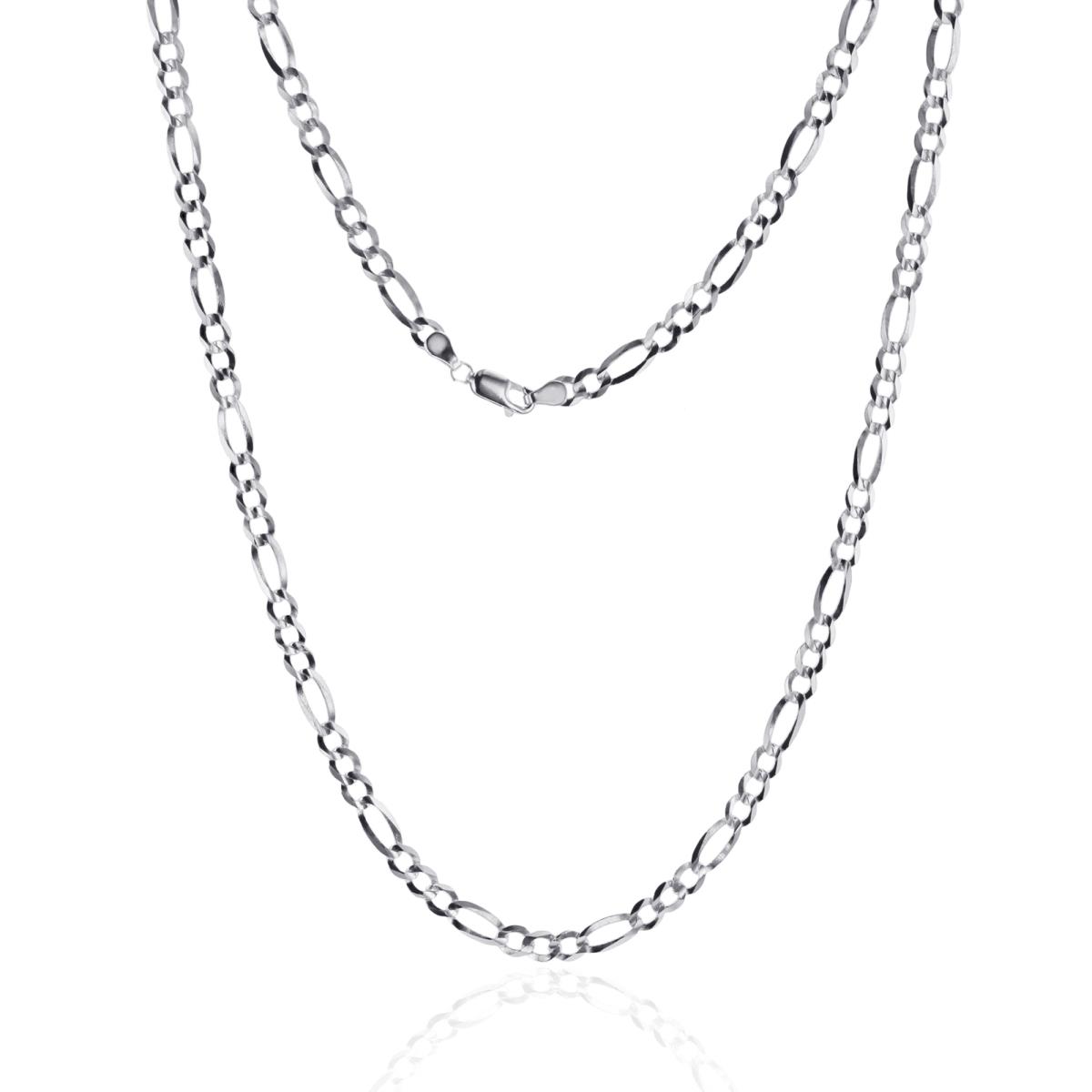 Sterling Silver Silver Plated E-Coat 7.80mm 30" Classic Figaro Chain 