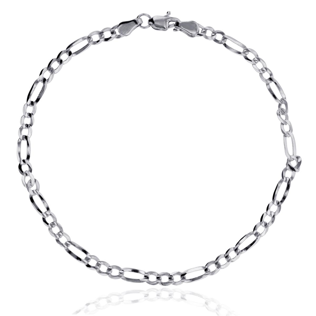 Sterling Silver Silver Plated E-Coat 7.80mm 7.25" Classic Figaro Chain Bracelet