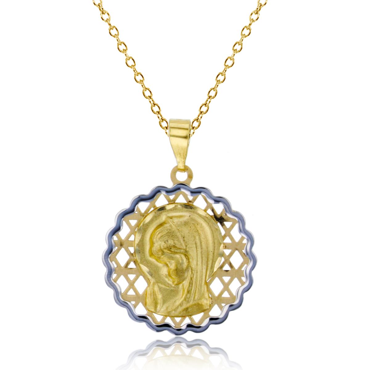 10K Two-Tone Gold 26x18mm Praying Little Girl DC Wavy 18" Necklace