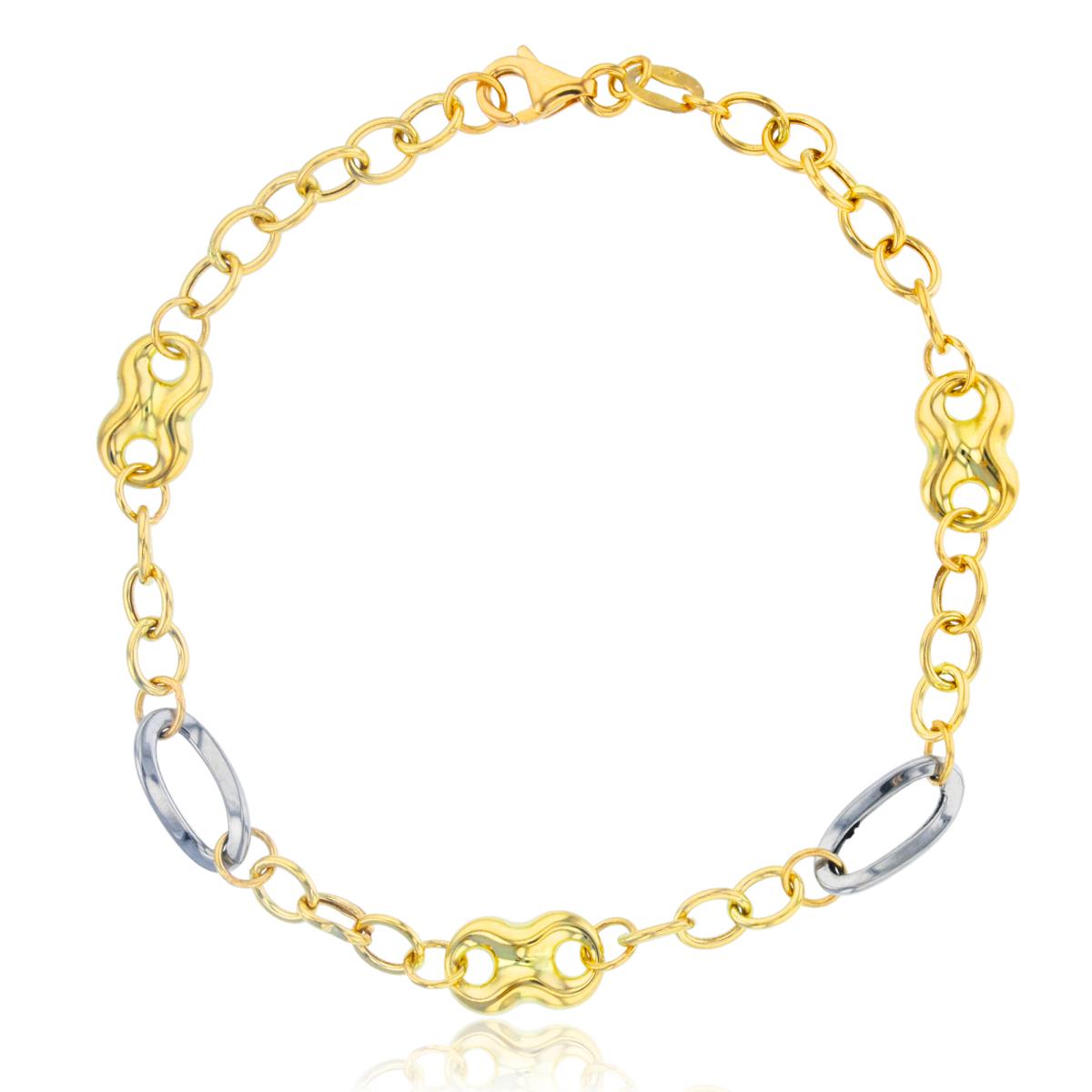 10K Two-Tone Gold Polished Multi Link 7" Bracelet
