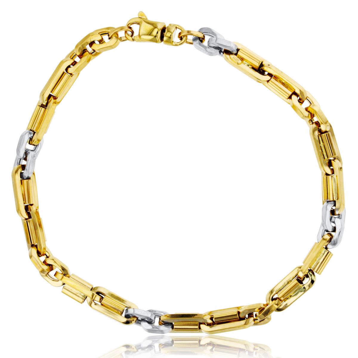 10K Two-Tone Gold Polished Fancy Links Bullet 8.5" Bracelet