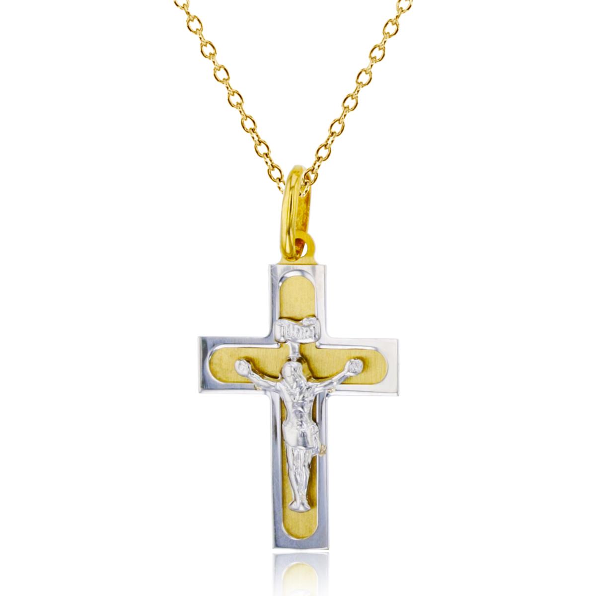 10K Two-Tone Gold Crucifix Cross 18" Necklace