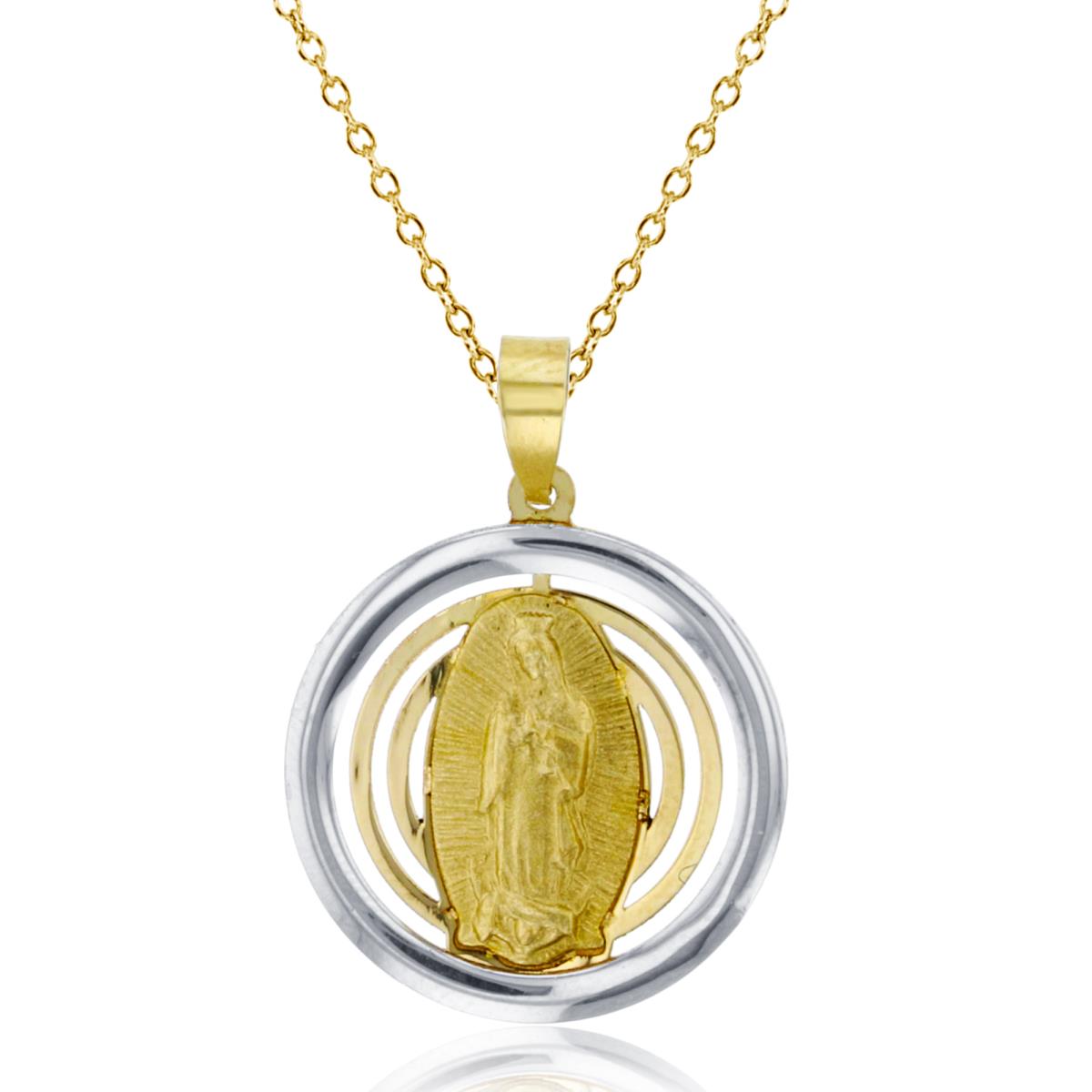 10K Two-Tone Gold Guadalupe Circle Medallion 18" Necklace