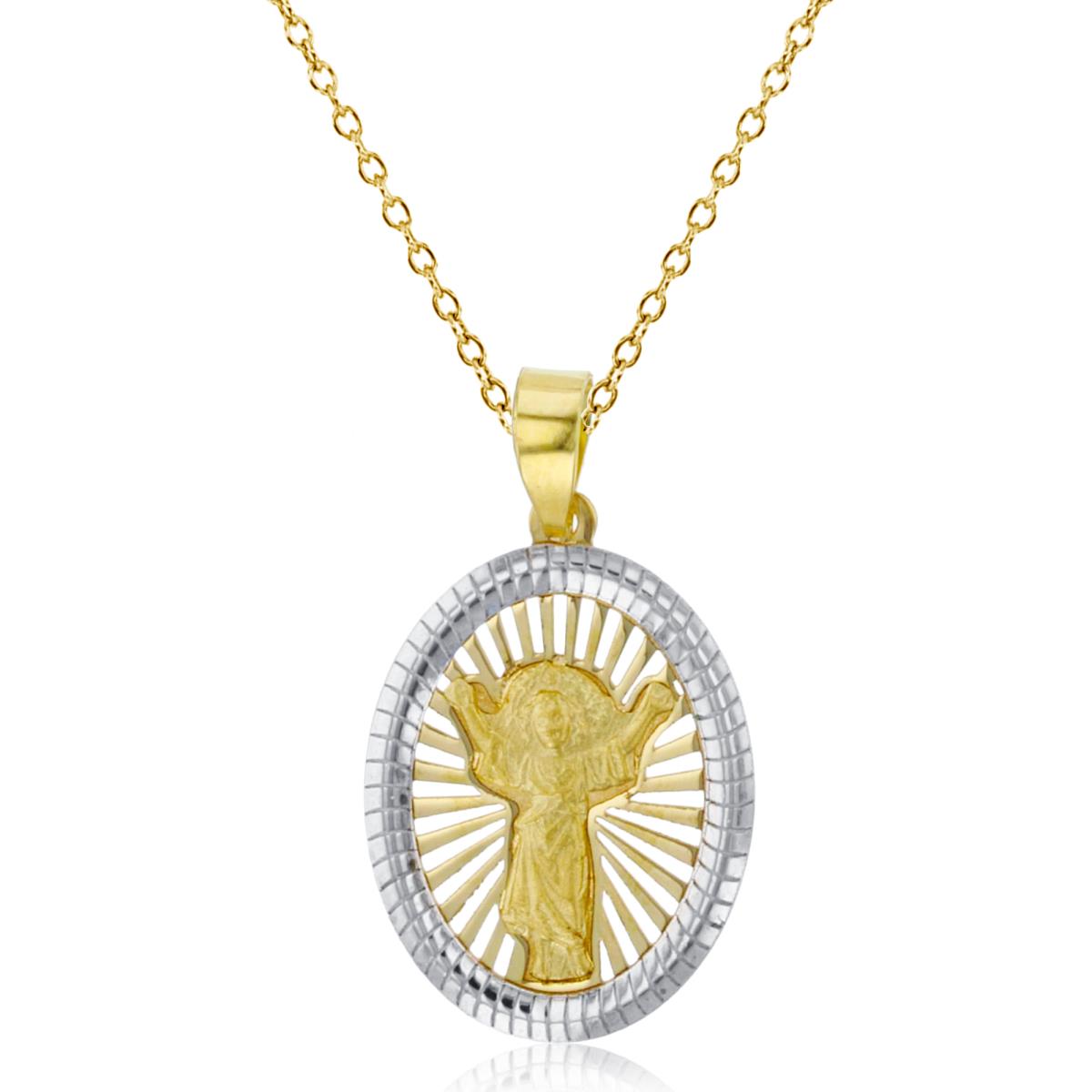 10K Two-Tone Gold Diamond Cut Divino Nino Oval 18" Necklace