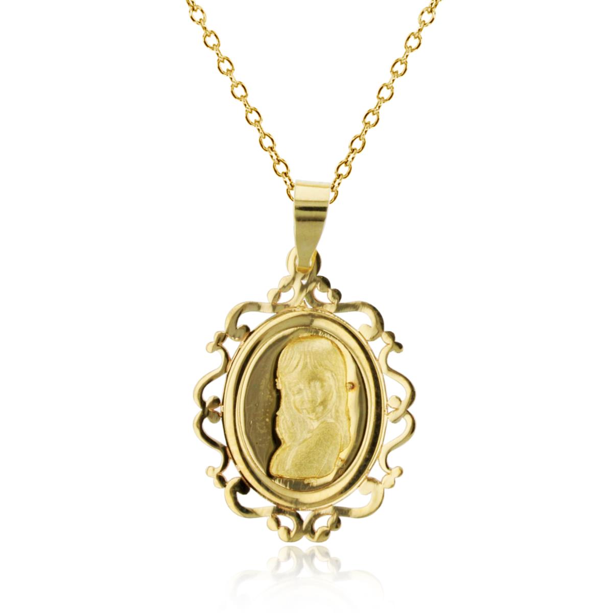 10K Yellow Gold Polished Holy Little Girl Vintage 18" Necklace