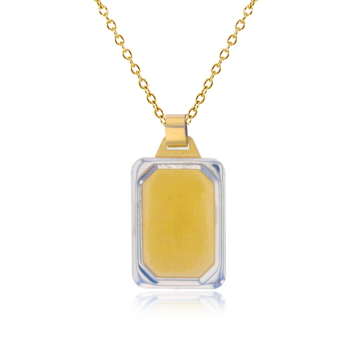 10K Two-Tone Gold Satin Engravable Framed 18" Necklace