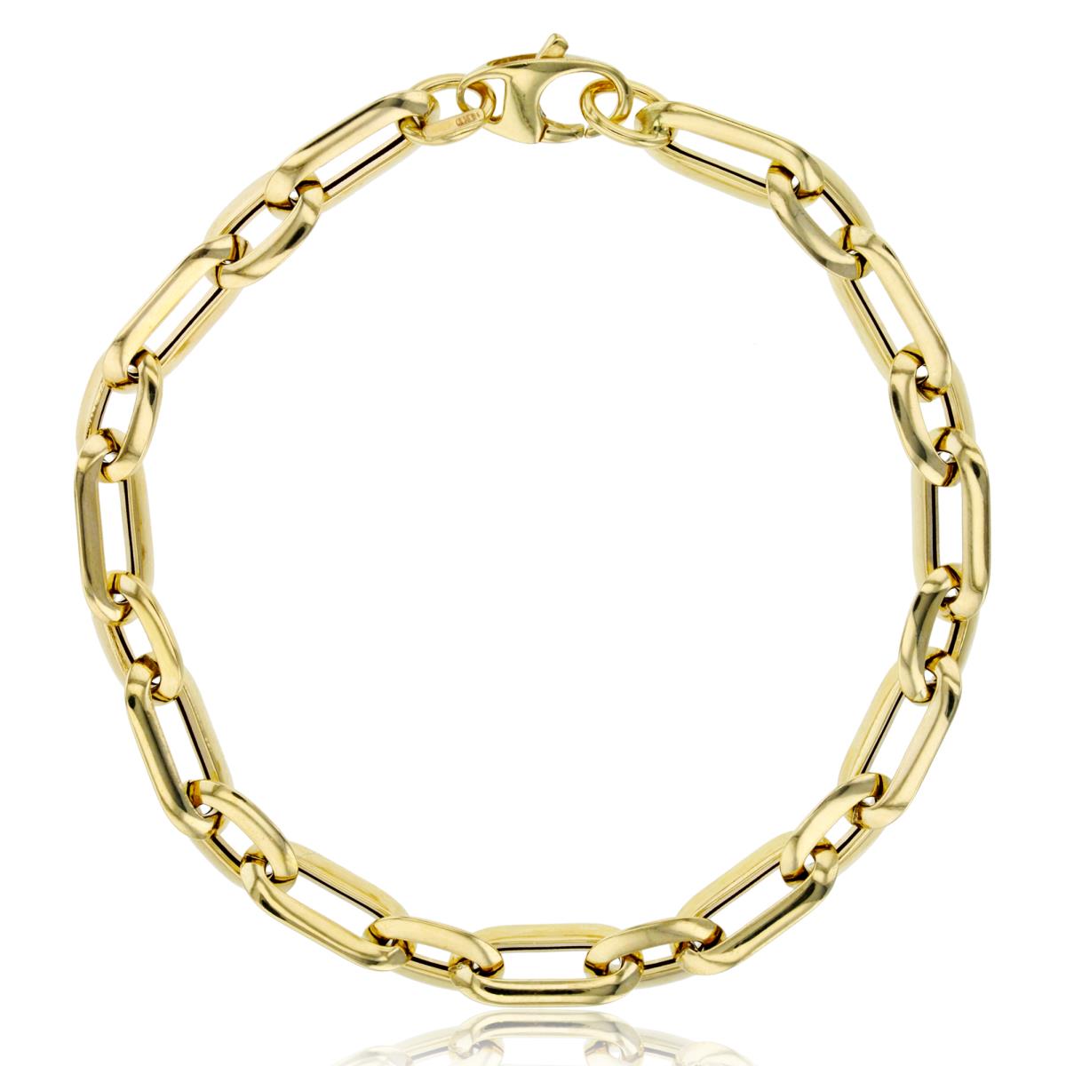 10K Yellow Gold Alternating Links Fancy Cable 8" Bracelet