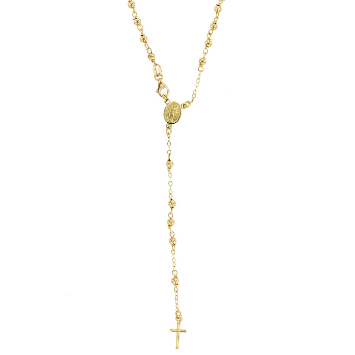 10K Yellow Gold 3mm Polished Beaded 25" Rosary Necklace