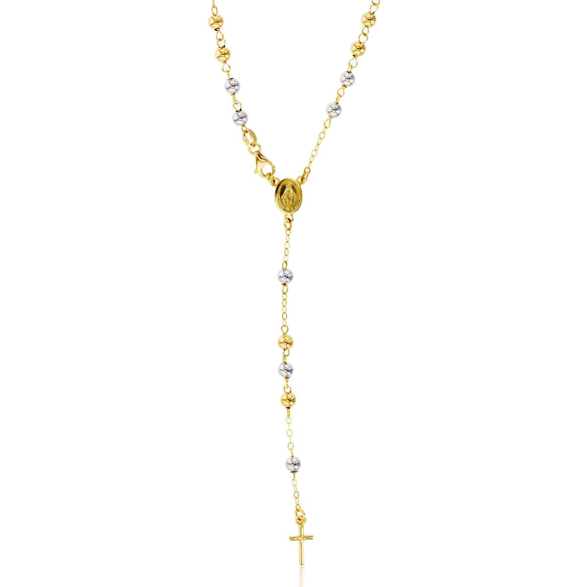 10K Two-Tone Gold 4mm Beads Rosary 24" Necklace
