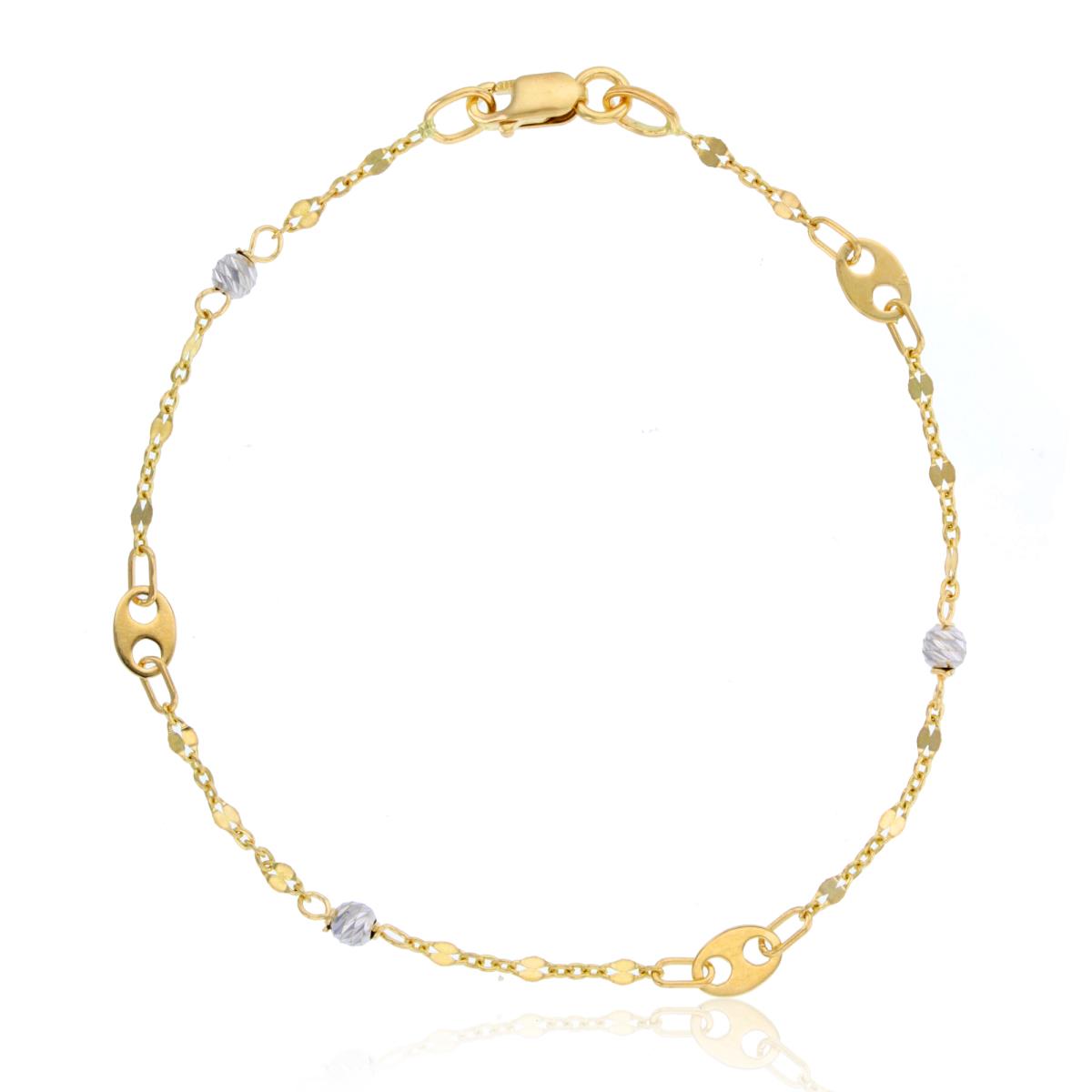 10K Two-Tone Gold Twist Chain Mariner Links 7" Fashion Bracelet