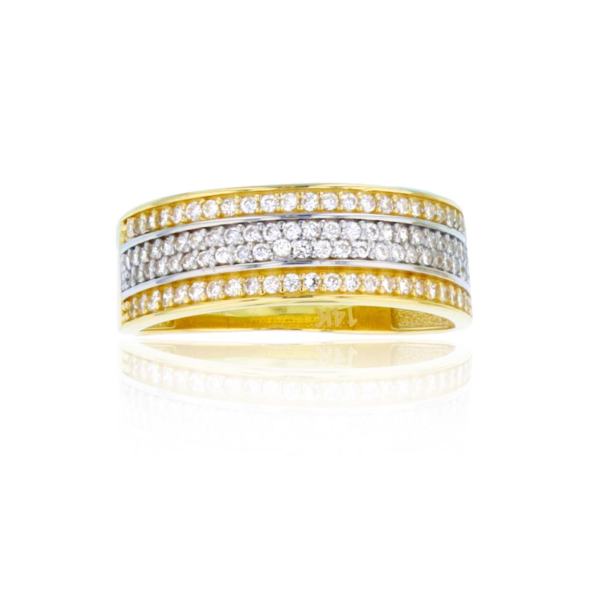 10K Two-Tone Gold Micropave 6.70mm Wide Fashion Ring