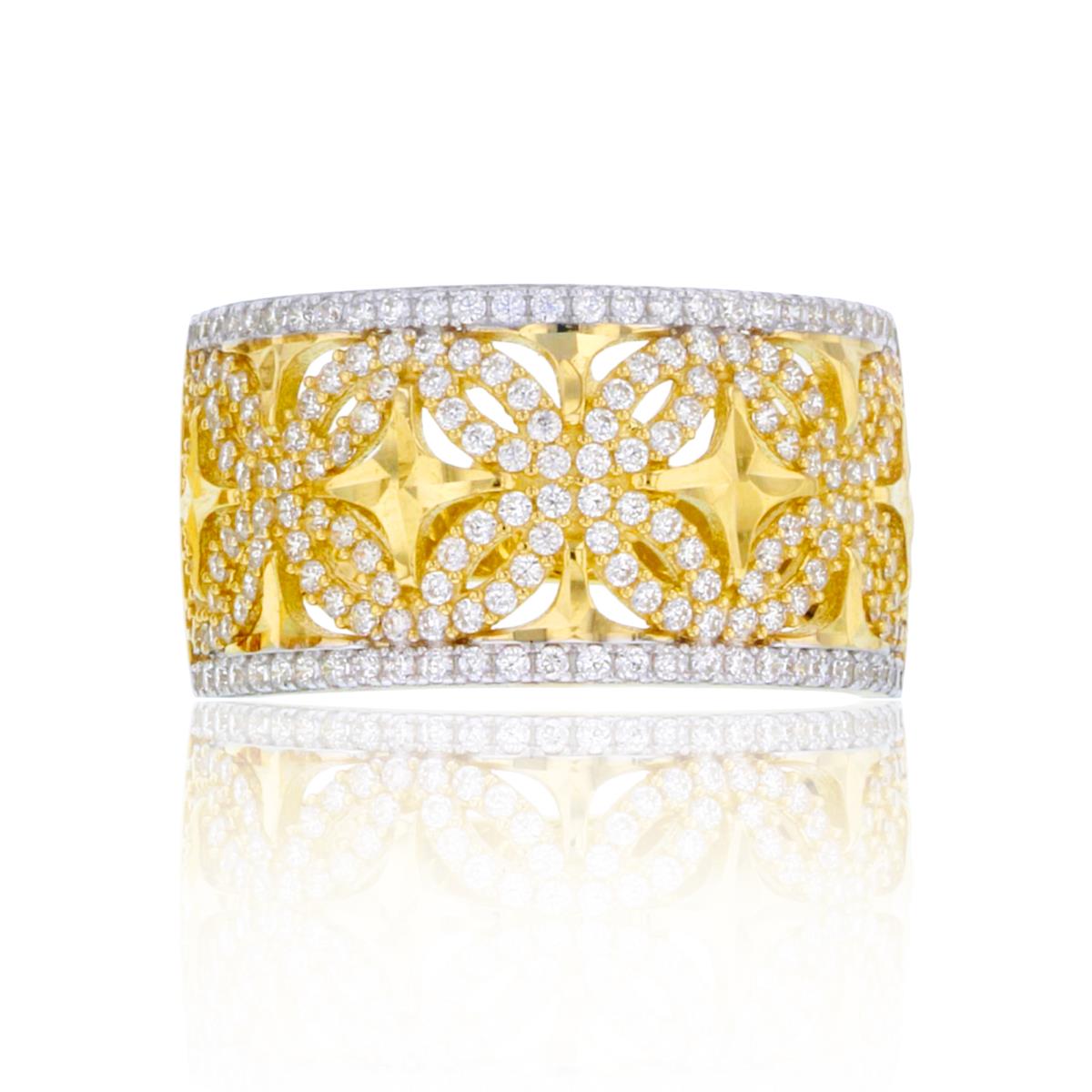 10K Two-Tone Gold 11.75mm Wide Micropave Fashion Ring