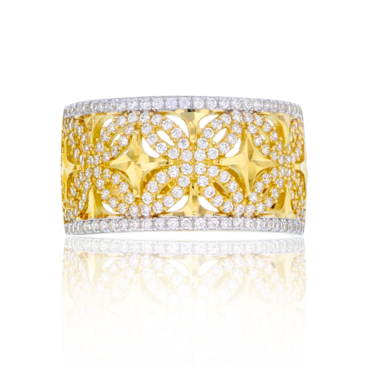 10K Two-Tone Gold 11.75mm Wide Micropave Fashion Ring