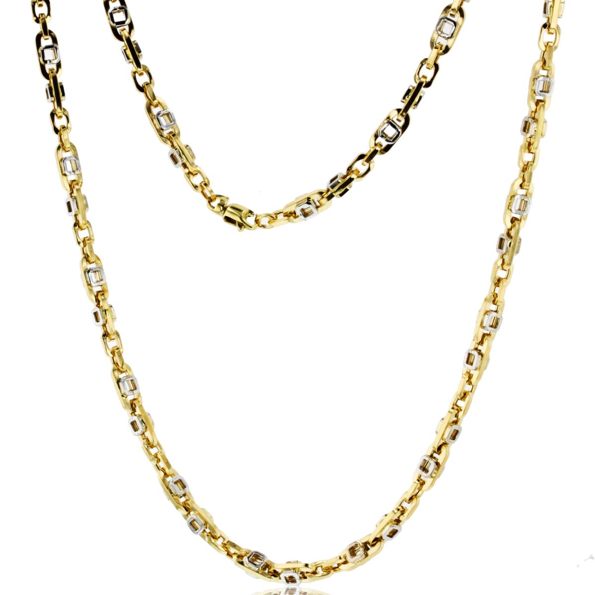 10K Two-Tone Gold 5.50mm Fancy Mariner Links 24" Chain