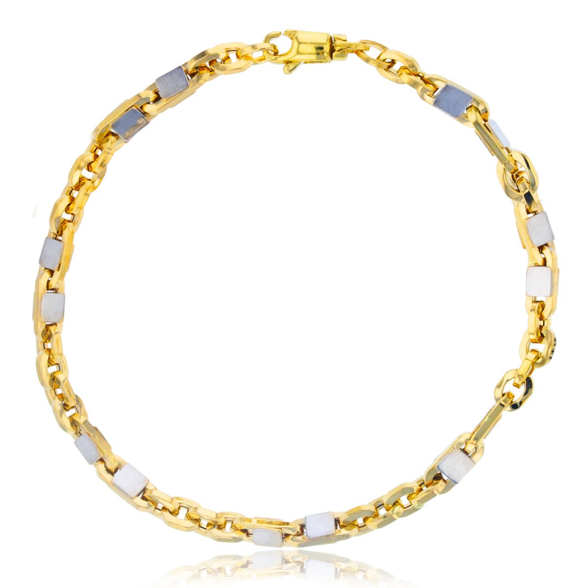 10K Two-Tone Gold Fancy Round & Mariner Links 8.75" Chain Bracelet