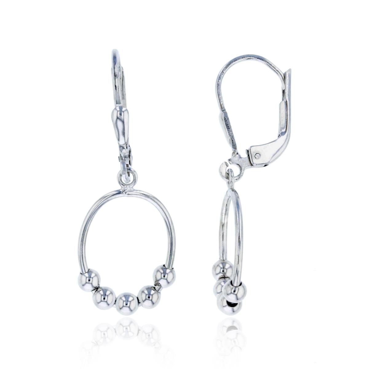 Sterling Silver Rhodium Sliding Beads on Open Oval Dangling Earring