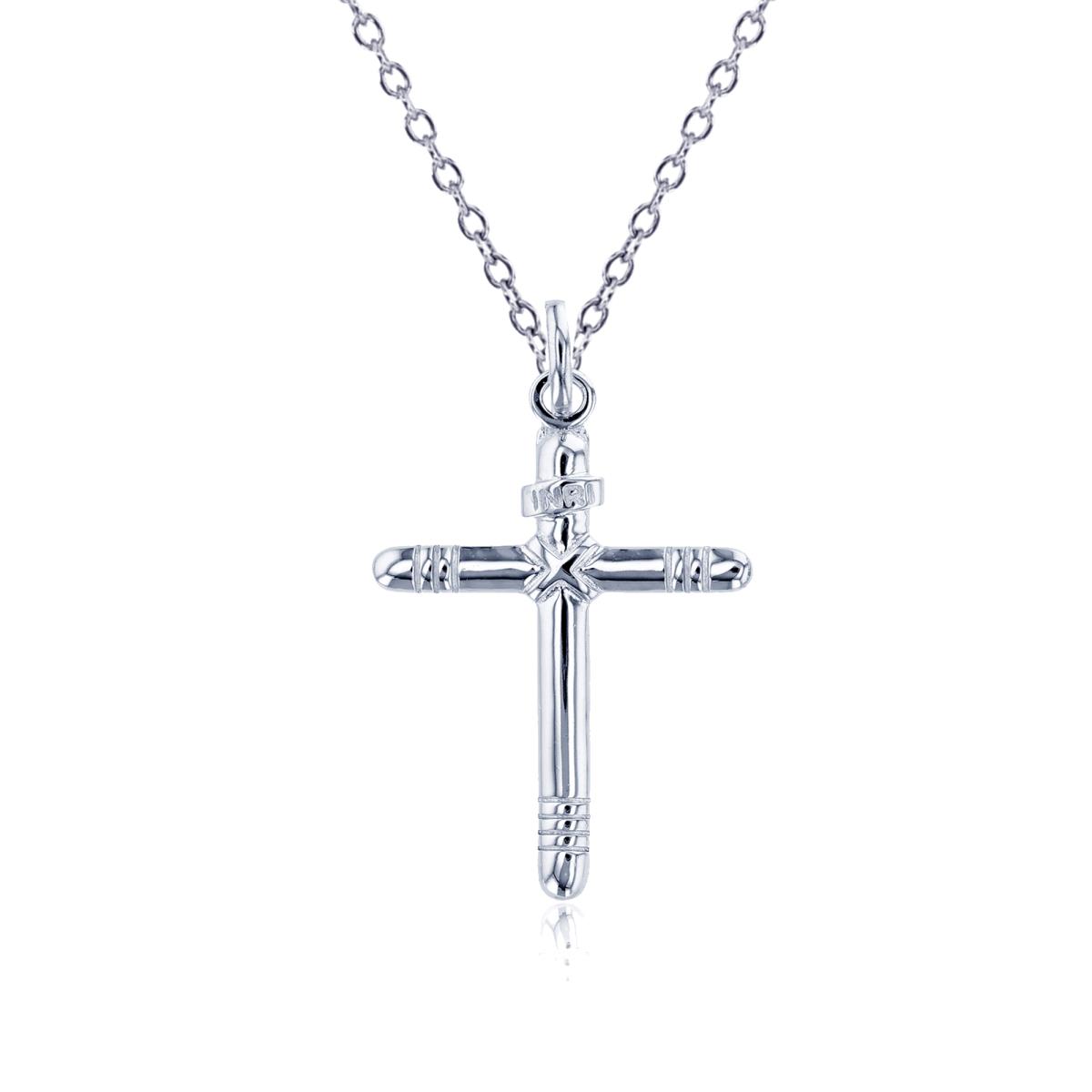Sterling Silver 3mm Rounded Semi Tube Cross 18"Necklace