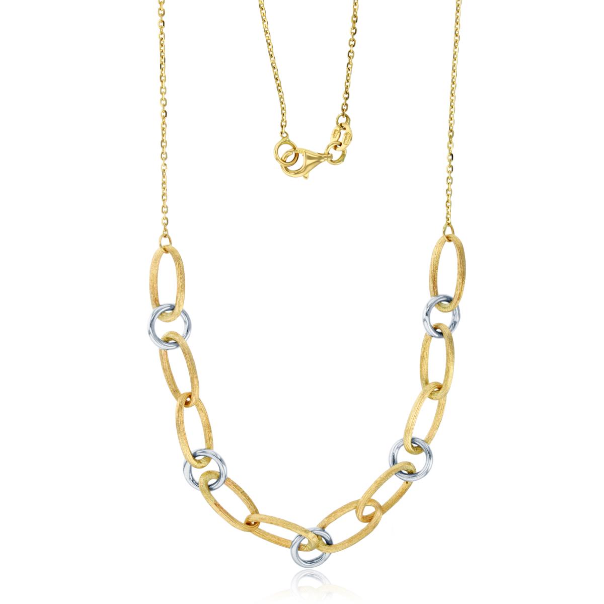14K Two-Tone Gold Polished&DC Linked 17" Necklace