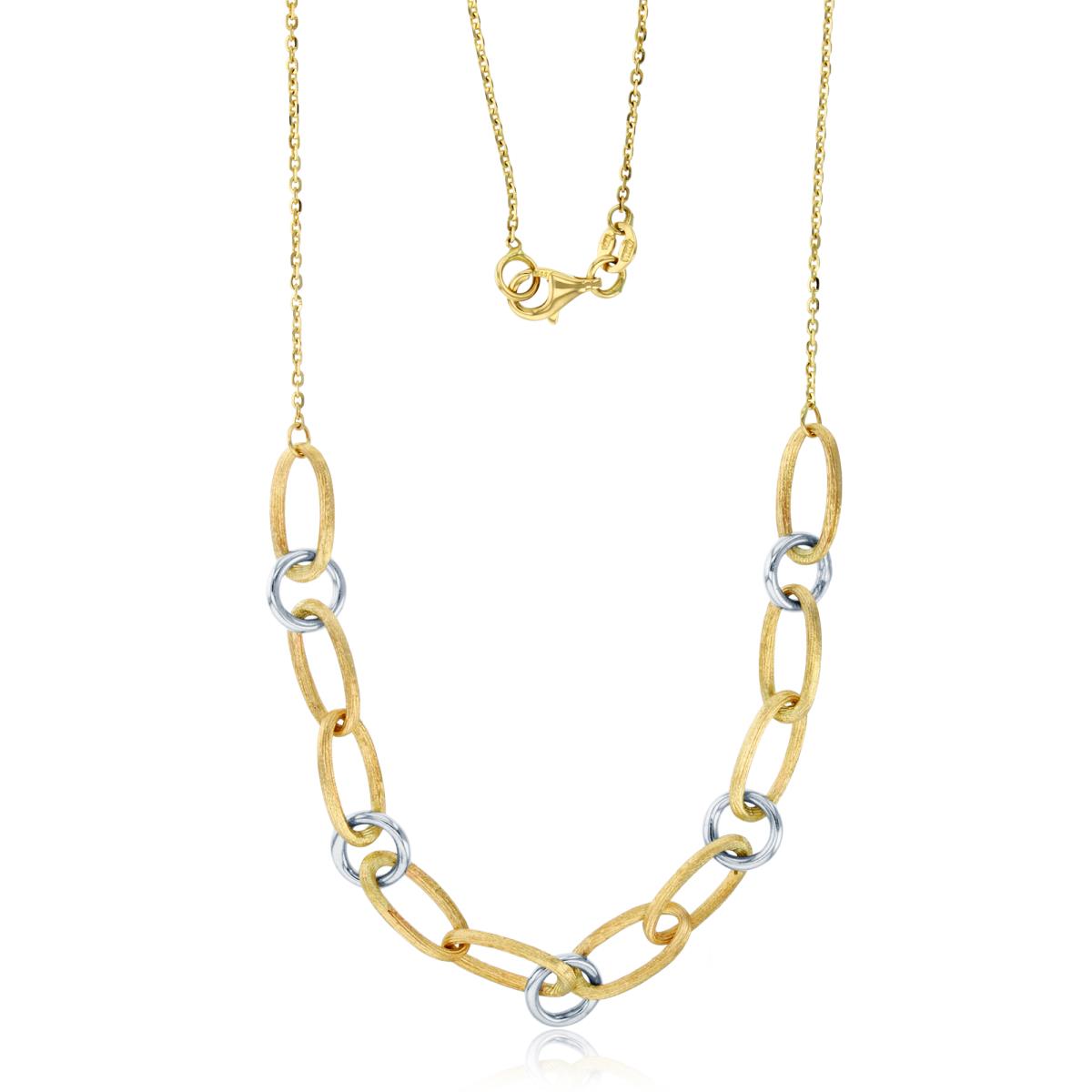 14K Two-Tone Gold Polished&DC Linked 17" Necklace