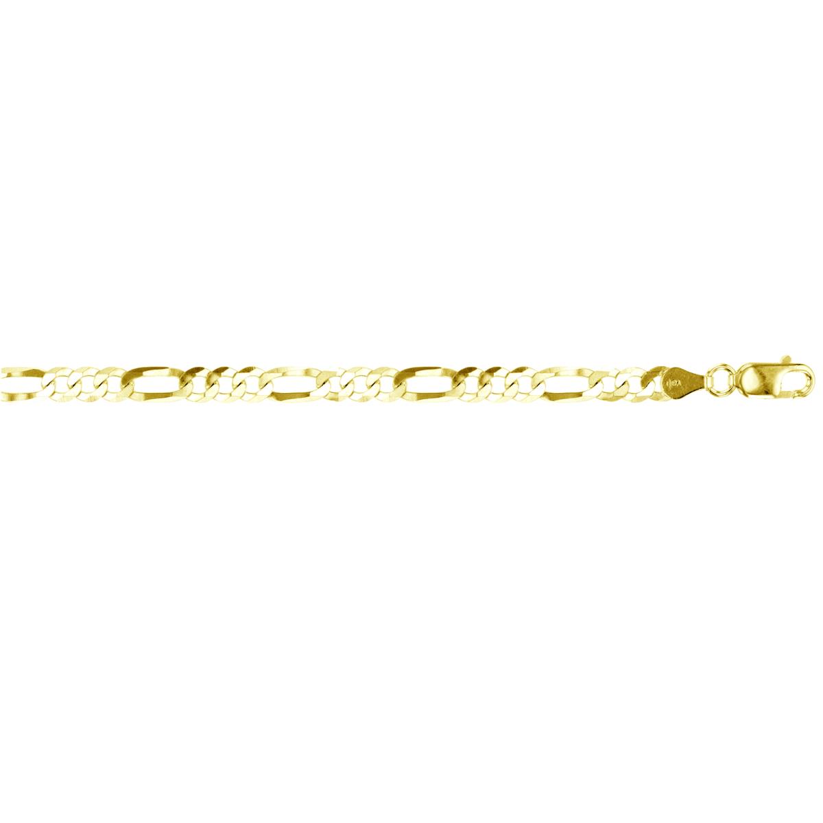 Sterling Silver 1-Micron 4.00mm 100 7.25" Figaro Chain Bracelet 