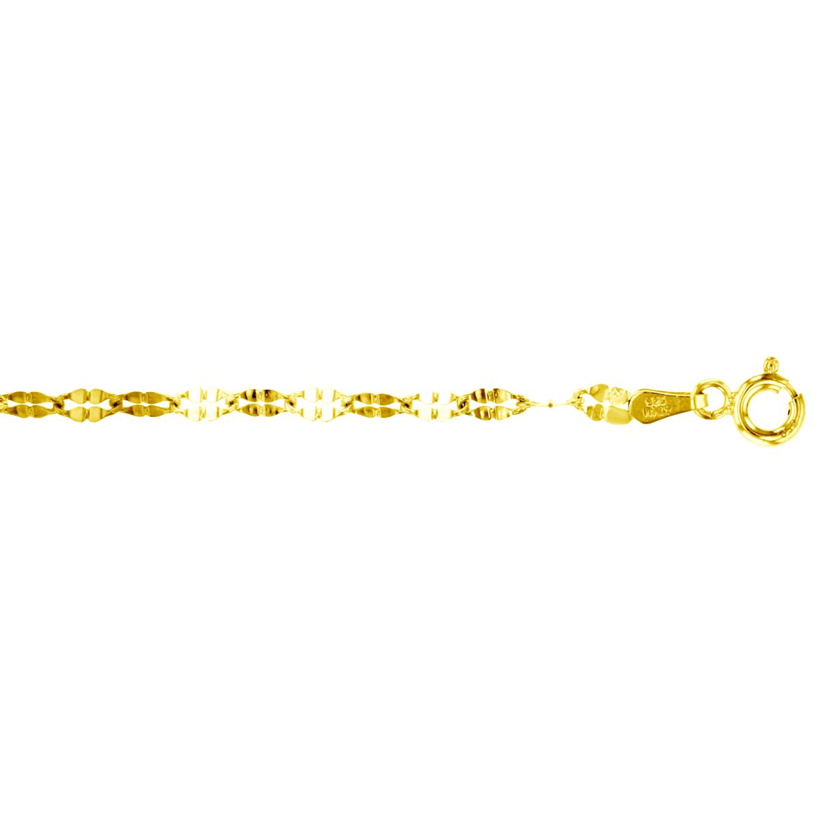 Sterling Silver Yellow 1-Micron 2.30mm 7.25" Twist Chain