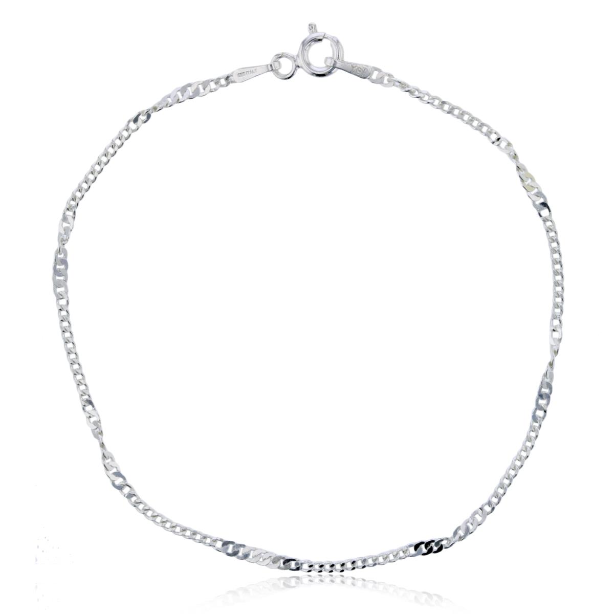 Sterling Silver Silver Plated Anti Tarnish 040 7.25" Twist Curb Chain Bracelet