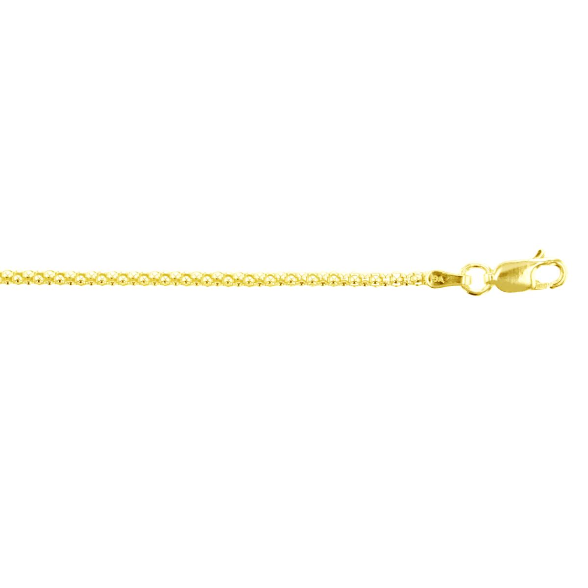 Sterling Silver Yellow 1-Micron 2.00mm 28" Popcorn Chain
