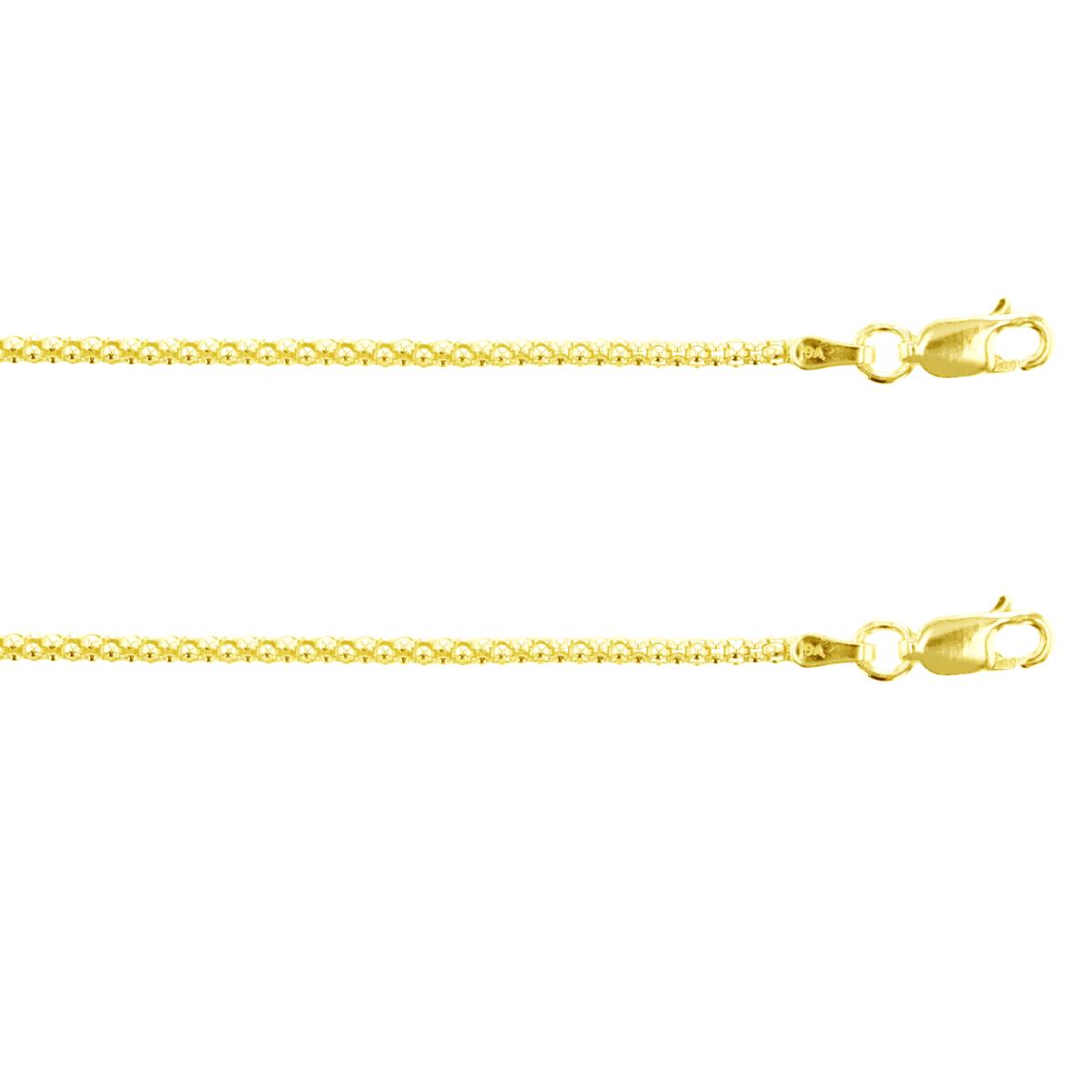 Sterling Silver Yellow 1-Micron 2.00mm Popcorn 24" & 28" Chain Set
