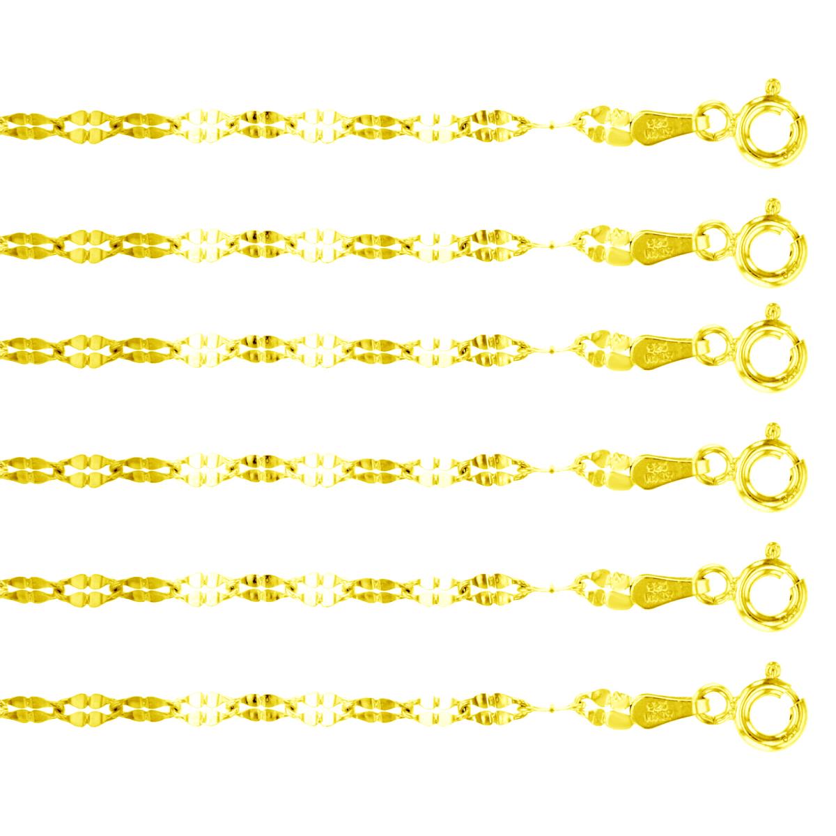 Sterling Silver Yellow 1-Micron 2.30mm Twist Mirror 18",20",22",24",28" & 32" Chain Set