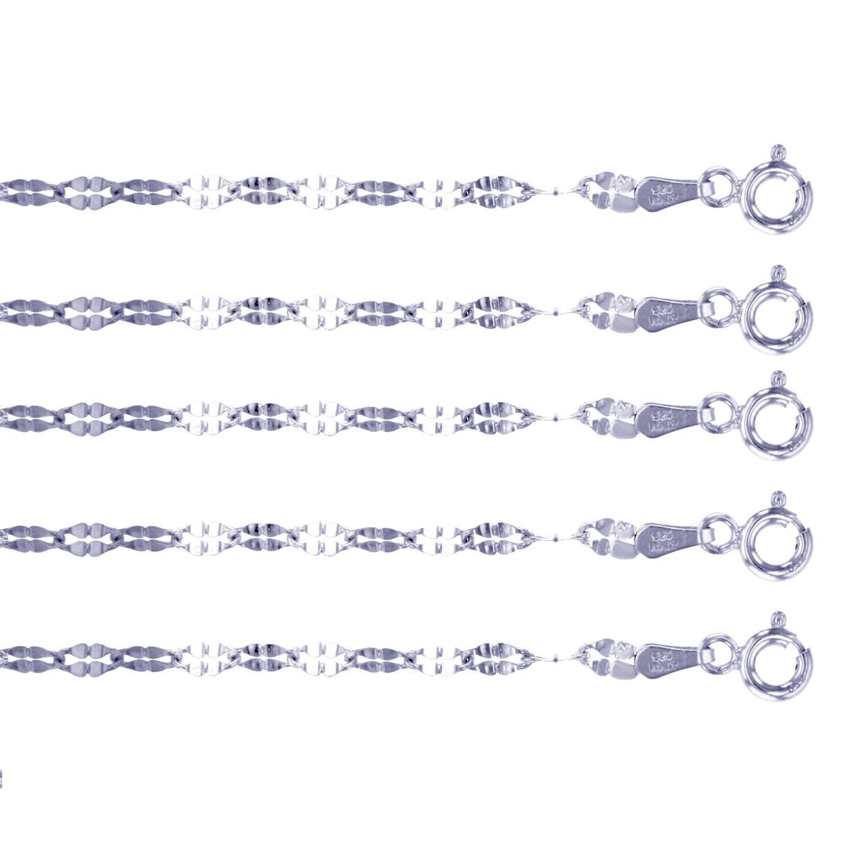 Sterling Silver Silver Plated Anti-Tarnish 2.30mm 20" Twist Mirror Chain Set of 5