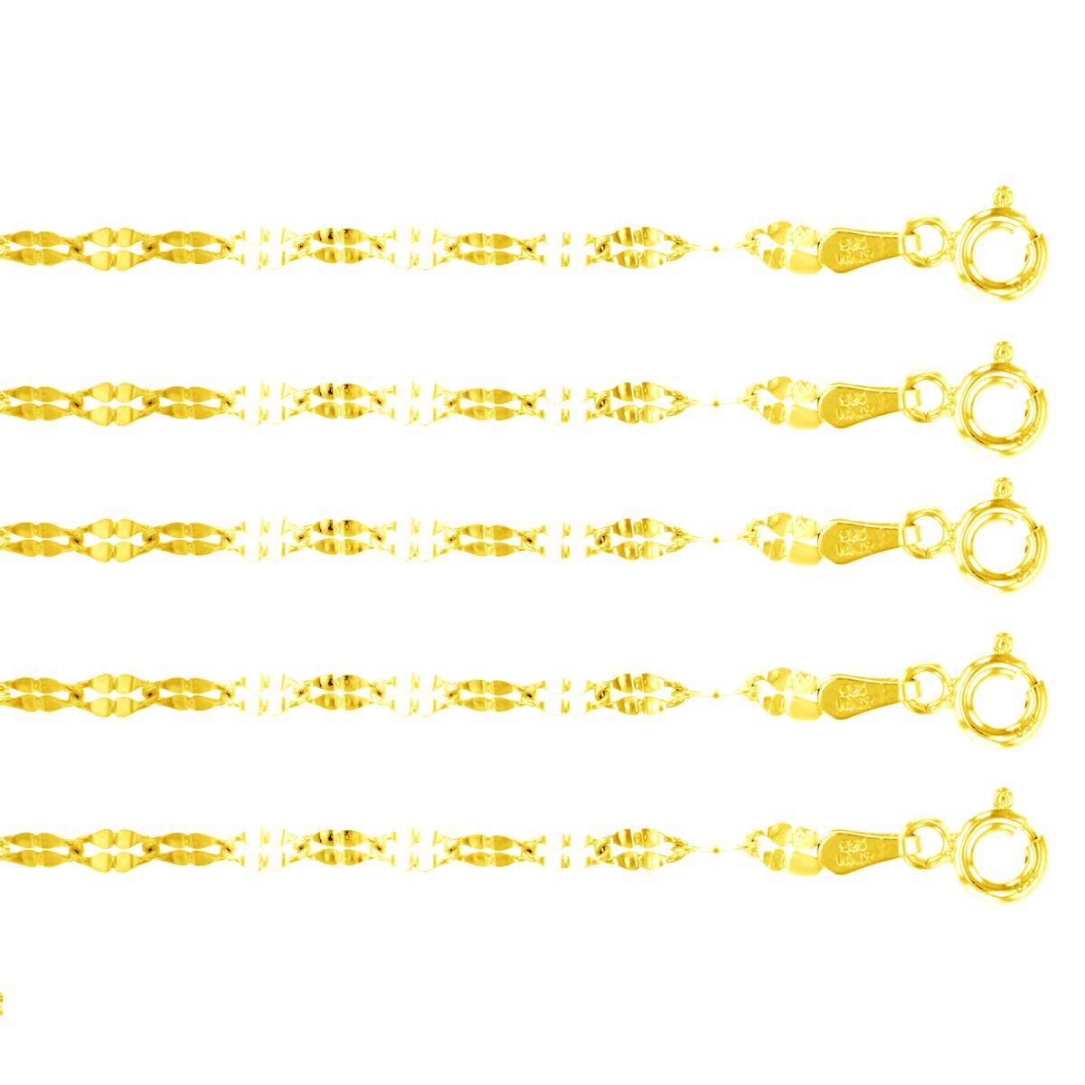 Sterling Silver Yellow 1-Micron 2.30mm 20" Twist Mirror Chain Set of 5