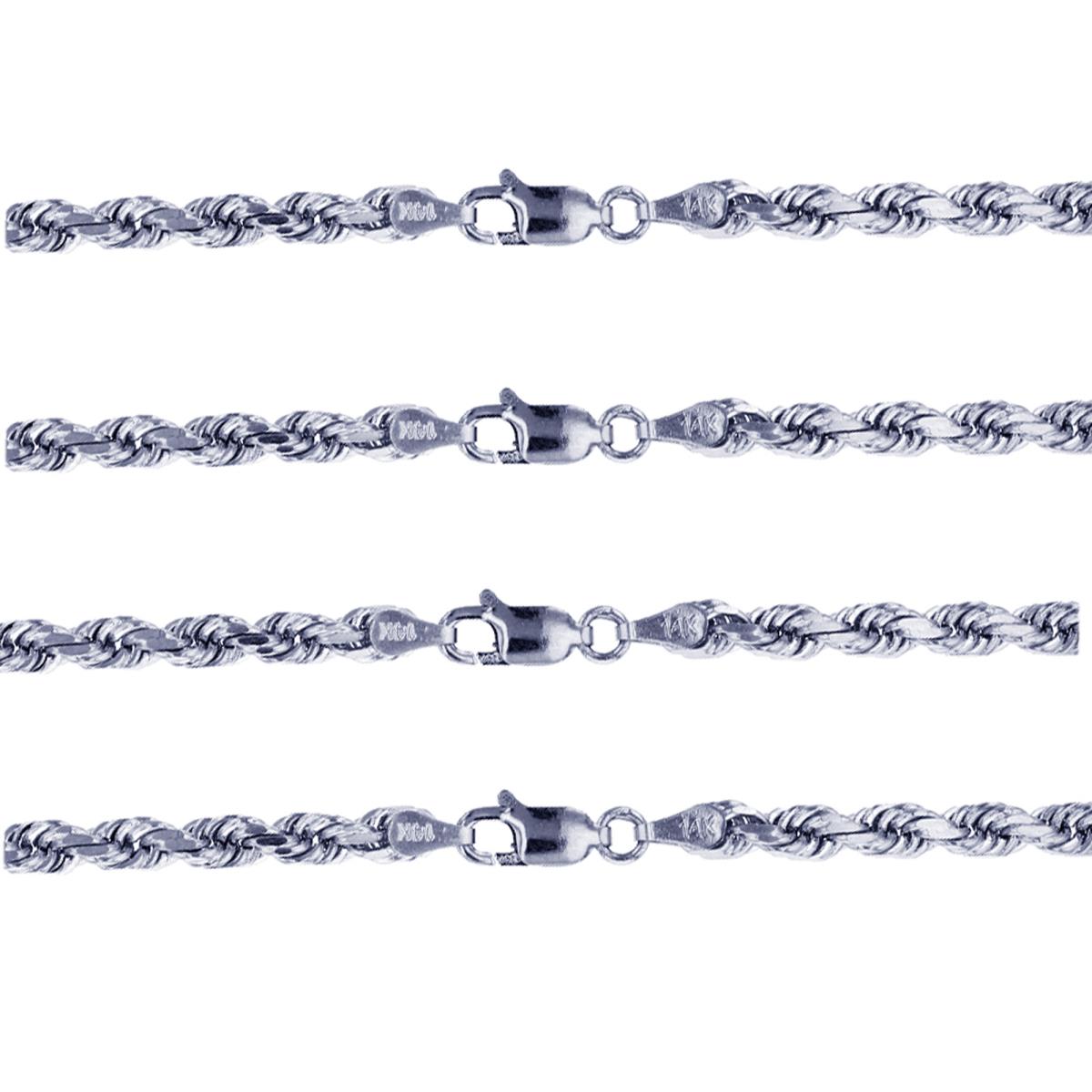 Sterling Silver Silver-Plated & Anti-Tarnish 1.10mm DC 20" Rope Chain Set of 4