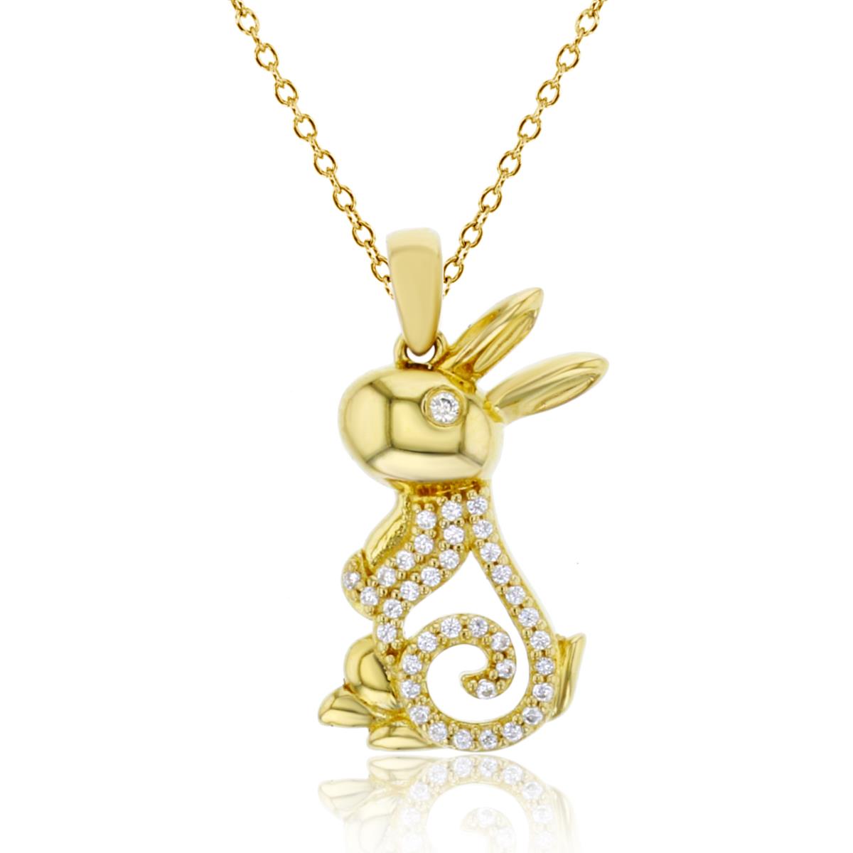 Sterling Silver Yellow Rd Cubic Zirconia 11x21mm Rabbit 18" Necklace