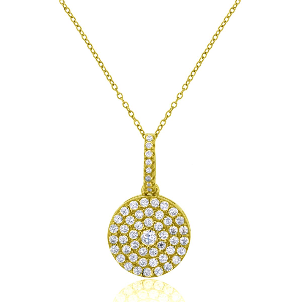 Sterling Silver Yellow Round CZ Circle Dangling 18" Necklace
